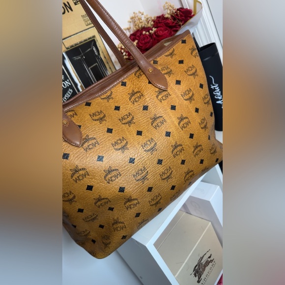 MCM Brown Tote with Blue Stripe - Picture 2 of 15